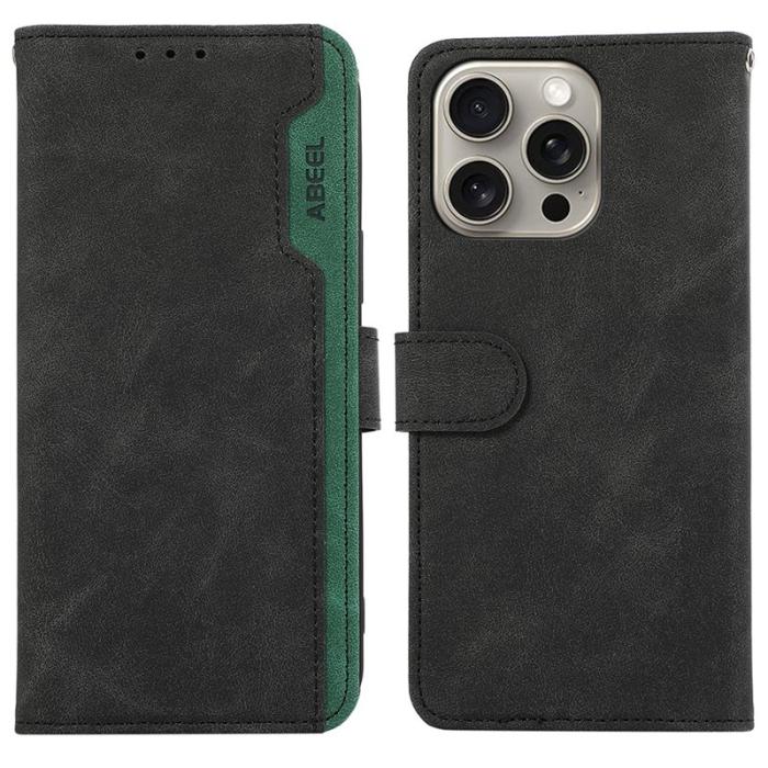 ABEEL - ABEEL iPhone 13 Pro Plånboksfodral RFID-Skydd Konstläder Svart