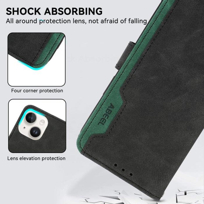 ABEEL - ABEEL iPhone 13 Pro Plånboksfodral RFID-Skydd Konstläder Svart