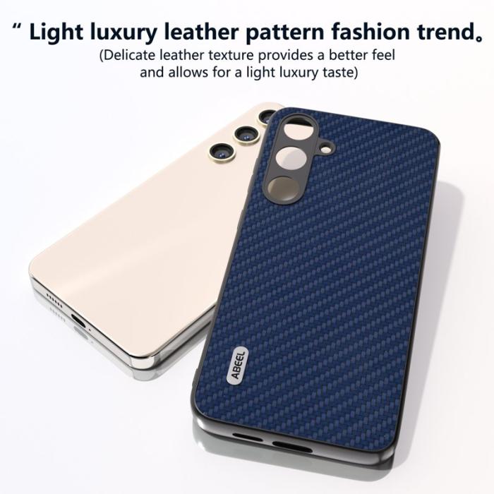 ABEEL - ABEEL Mobilskal till Samsung Galaxy S24 Carbon Fiber Blå PU Läder+PC+TPU