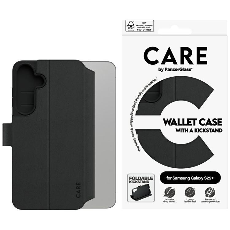 Care by PanzerGlass Galaxy S25 Plus Plånboksfodral Kickstand - Svart | 2353 | AlltMobil