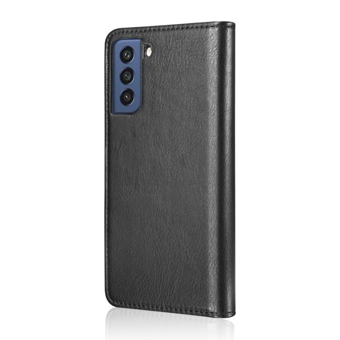 DG.MING - DG.MING Samsung Galaxy S21 FE 2-i-1 Äkta Läder Plånboksfodral Ställ - Svart