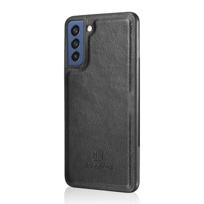 DG.MING - DG.MING Samsung Galaxy S21 FE 2-i-1 Äkta Läder Plånboksfodral Ställ - Svart