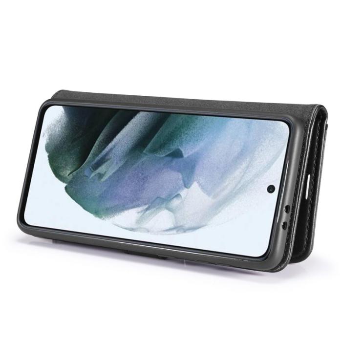 DG.MING - DG.MING Samsung Galaxy S21 FE 2-i-1 Äkta Läder Plånboksfodral Ställ - Svart