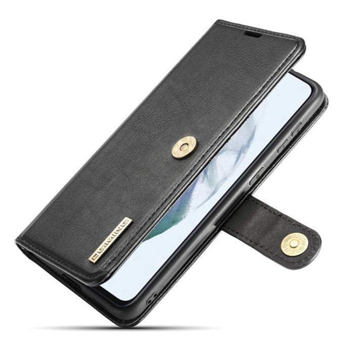 DG.MING - DG.MING Samsung Galaxy S21 FE 2-i-1 Äkta Läder Plånboksfodral Ställ - Svart