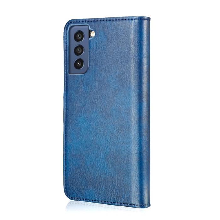 DG.MING - DG.MING Samsung Galaxy S21 FE 2-in-1 Äkta Läder Plånboksfodral Ställ Blå