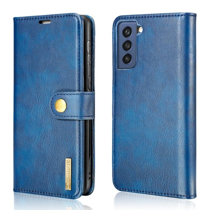 DG.MING - DG.MING Samsung Galaxy S21 FE 2-in-1 Äkta Läder Plånboksfodral Ställ Blå