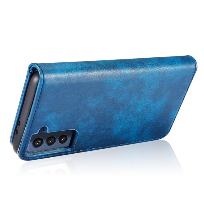 DG.MING - DG.MING Samsung Galaxy S21 FE 2-in-1 Äkta Läder Plånboksfodral Ställ Blå