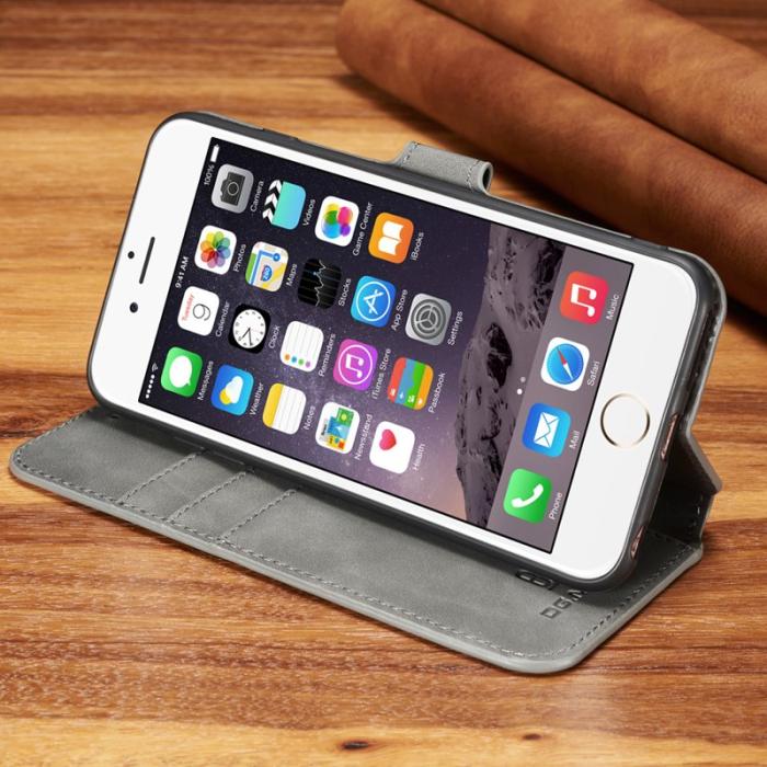 DG.MING - DG.MING Retro Plånboksfodral Konstläder för iPhone 6s Plus - Grå