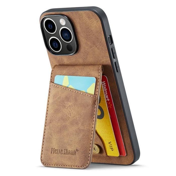 FIERRE SHANN - FIERRE SHANN iPhone 13 Pro Fodral KonstLäder - Brun