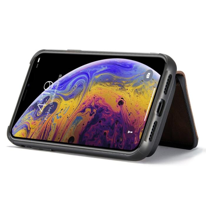 JEEHOOD - JEEHOOD Mobilskal till iPhone X/XS med Kickstand och Magnetisk Ficka - Brun