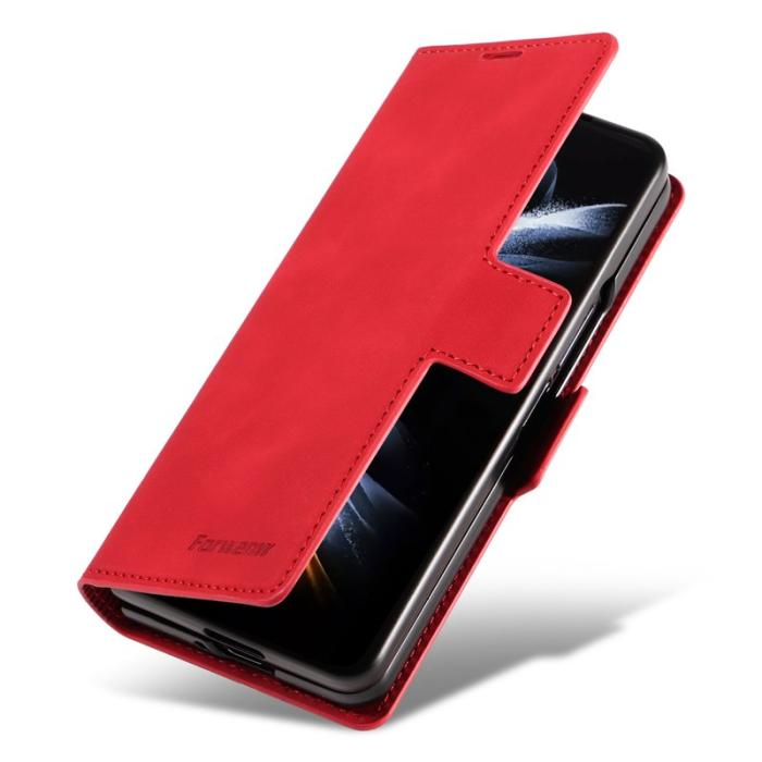 FORWENW - FORWENW Fantasy Series Samsung Galaxy Z Fold5 Konstläder Plånboksfodral - Röd