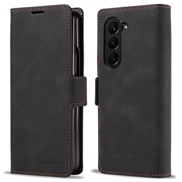 FORWENW - FORWENW Fantasy Series Samsung Galaxy Z Fold5 Konstläder Plånboksfodral - Svart