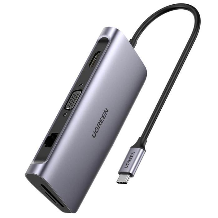 UTGATT1 - Ugreen 9in1 Multifunktionell HUB HDMI VGA USB-C 100W - Grå