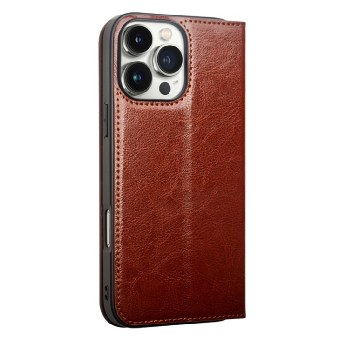 QIALINO - Qialino iPhone 16 Pro Plånboksfodral Äkta Läder Korthållare