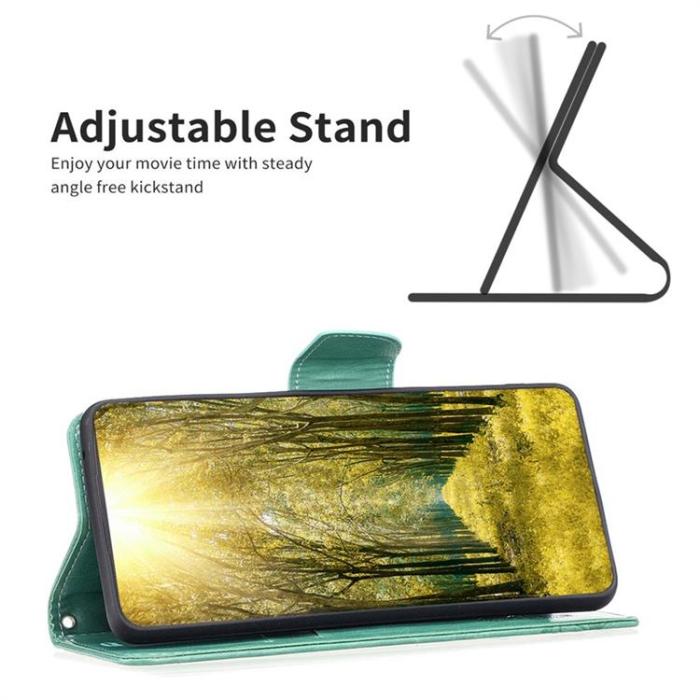 OEM - iPhone 14 Plus Plånboksfodral Butterfly Imprinted - Turkos
