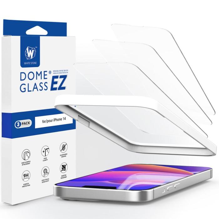 UTGATT1 - Whitestone iPhone 14 Skärmskydd i Härdat Glas Dome Glass (3-PACK)