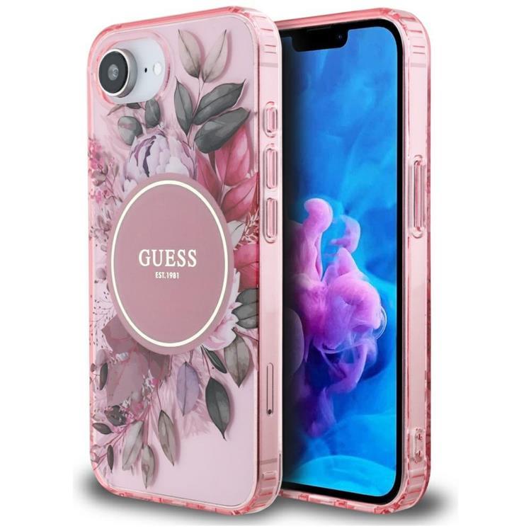Guess iPhone 16e Mobilskal MagSafe IML Flowers - Rosa | 2353 | AlltMobil