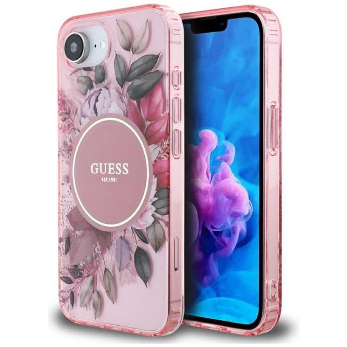 Guess - Guess iPhone 16e Mobilskal MagSafe IML Flowers - Rosa