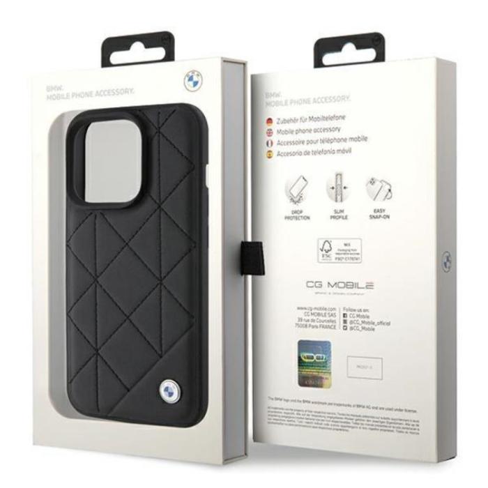 BMW - BMW iPhone 15 Pro Max Mobilskal Läder Quilted - Svart