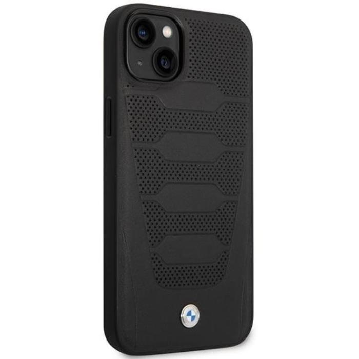 BMW - BMW iPhone 14 Mobilskal Läder Seats Pattern - Svart