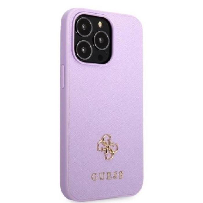 Guess - Guess iPhone 13 Pro Max Mobilskal Saffiano Small Metall Logo - Lila