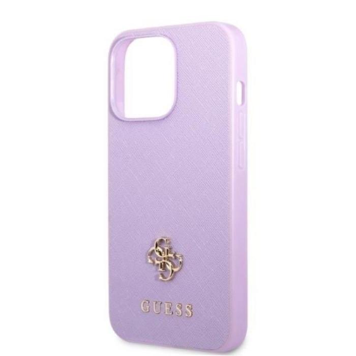 Guess - Guess iPhone 13 Pro Max Mobilskal Saffiano Small Metall Logo - Lila
