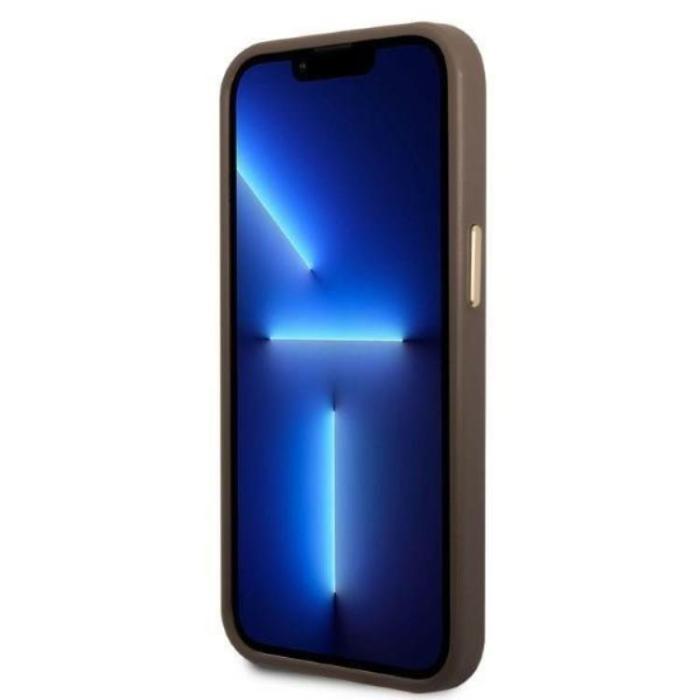 UTGATT1 - Guess iPhone 13 Pro Skal MagSafe 4G Logo Plate - Brun