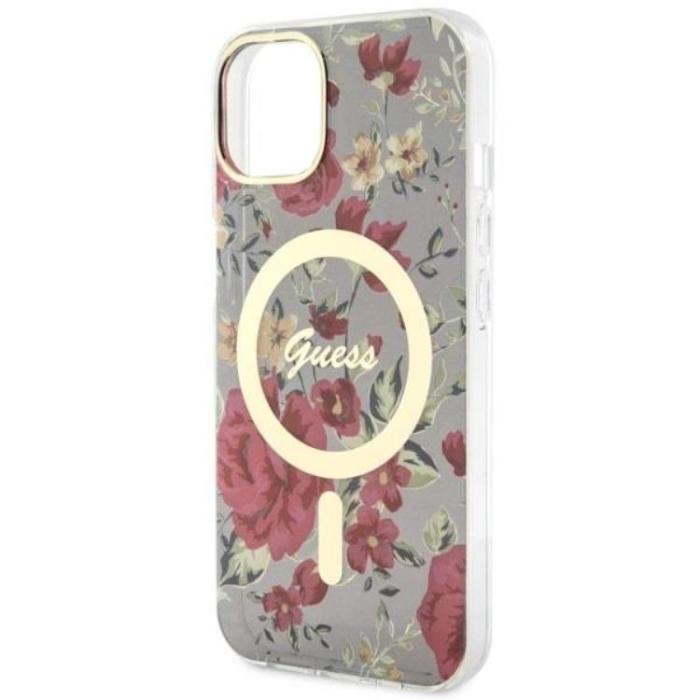 Guess - Guess iPhone 14 Plus Mobilskal MagSafe Flower - Grön/Khaki