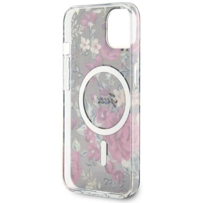 Guess - Guess iPhone 14 Plus Mobilskal MagSafe Flower - Grön/Khaki