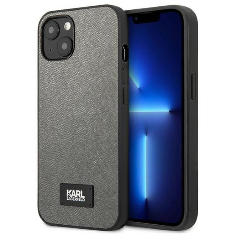 Karl Lagerfeld iPhone 13 mini Skal Saffiano Plaque - Silver | 2353 | AlltMobil