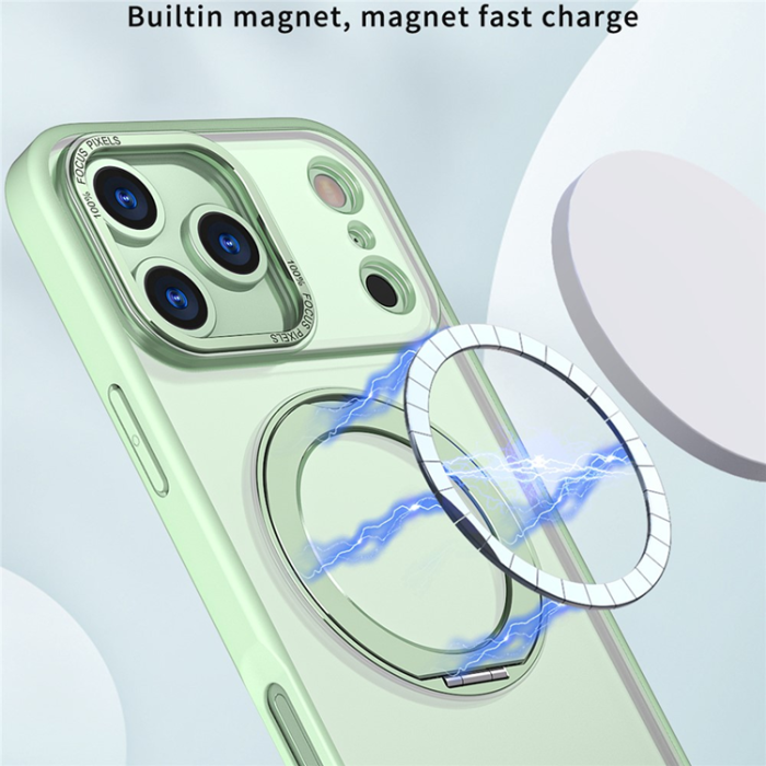 A-One Brand - iPhone 17 Pro Mobilskal MagSafe TPU + Acrylic Kickstand - Grön