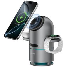 4smarts - 4smarts Qi2 Trådlös Laddare Apple Watch iPhone Airpods ChargeBot Sound - Grå