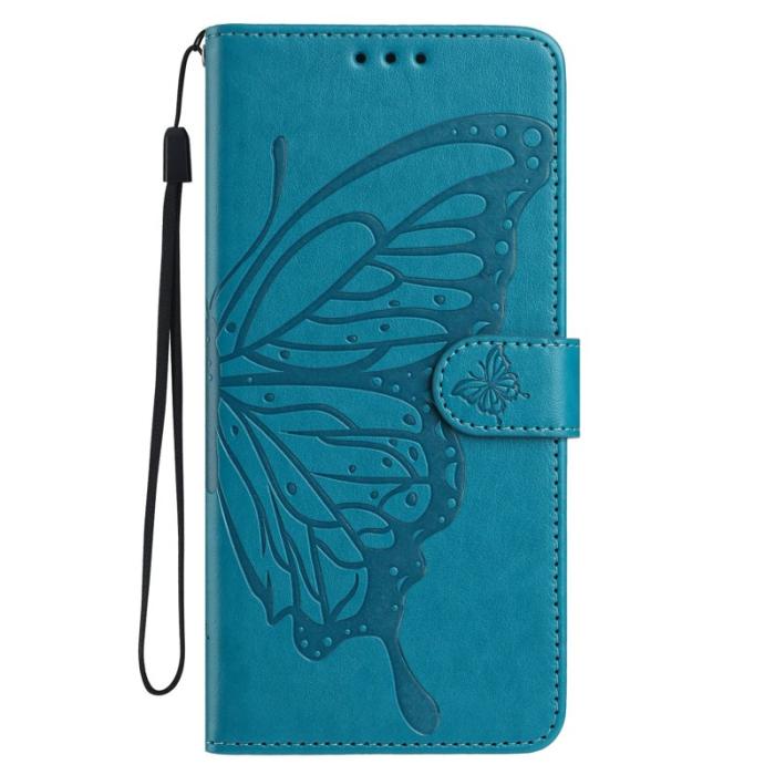 OEM - Samsung Galaxy S26 Ultra Plånboksfodral Fjäril Präglat Konstläder Flip - Blå