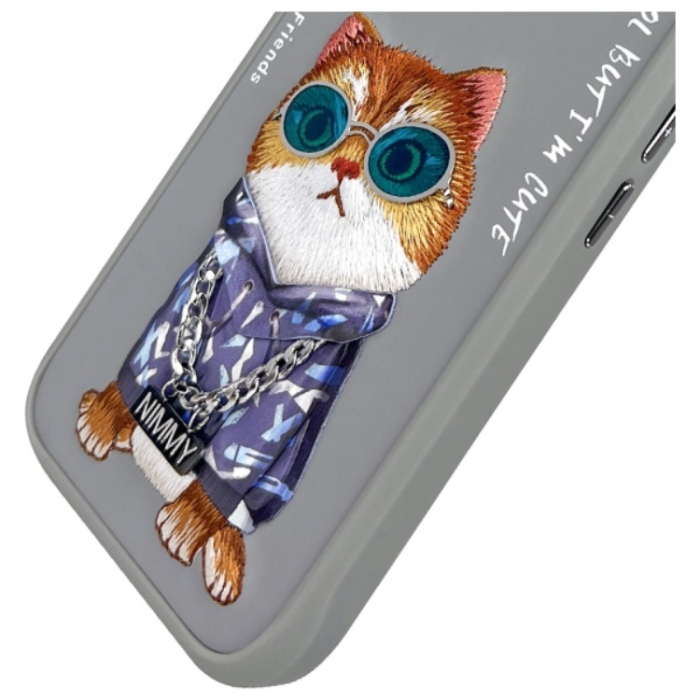 NIMMY - Nimmy iPhone 16 Mobilskal Glasses Cool Cat - Grå