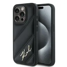 KARL LAGERFELD - Karl Lagerfeld iPhone 15 Pro Mobilskal Quilted Script - Svart