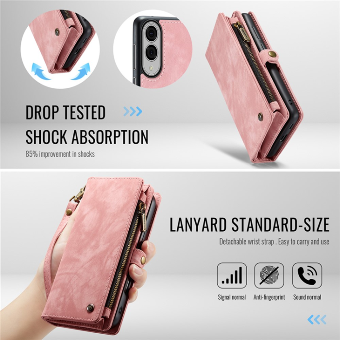 Caseme - CASEME Galaxy S25 Edge Plånboksfodral Med Rem - Rosa