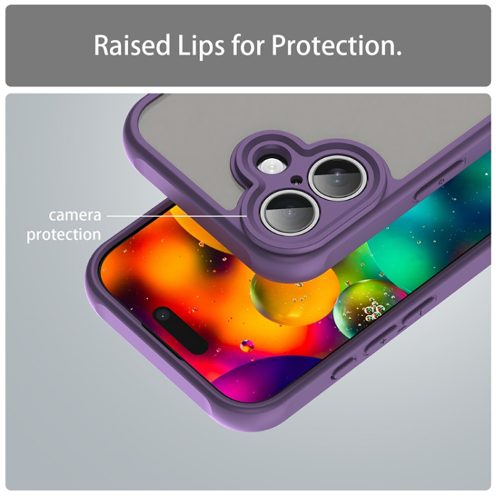 A-One Brand - iPhone 17 Mobilskal Frostade krockkuddar Drop Proof - Lila