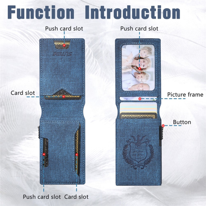 KIGC - SUTENI Korthållare Automatiskt Pop-Up Metall Imprint Jeans