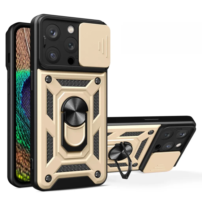 Taltech - iPhone 15 Pro Max Mobilskal Ringhållare - Guld
