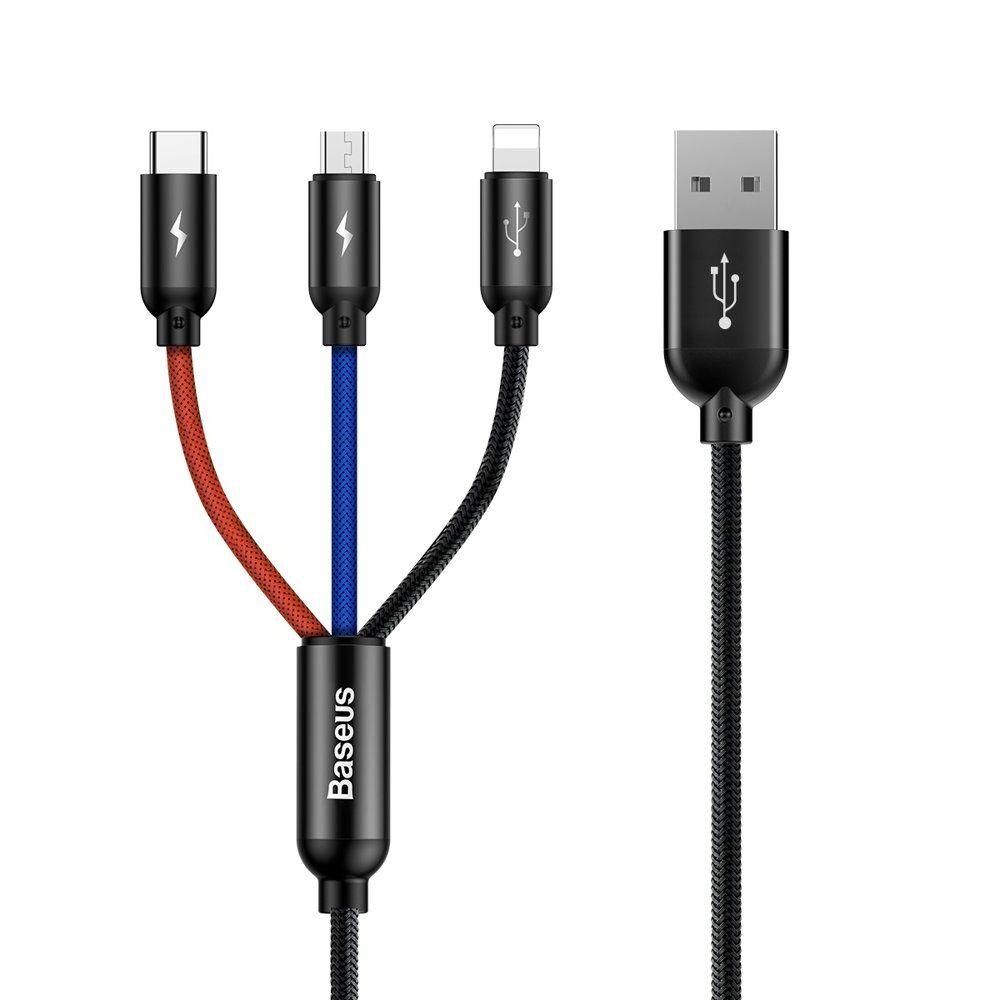 Baseus 3In1 USB-C & Lightning & Micro-Usb Kabel 1.2m Svart | 3541 | AlltMobil