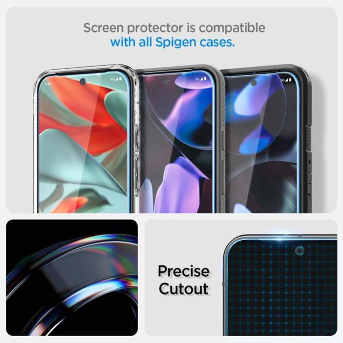 Spigen - Spigen [2-Pack] Google Pixel 9/9 Pro Skärmskydd Härdat Glas EZ-FIT