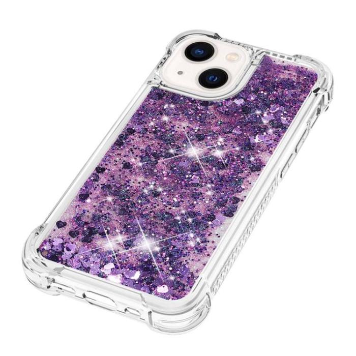 OEM - iPhone 14 Plus Skal Liquid Floating Glitter - Lila