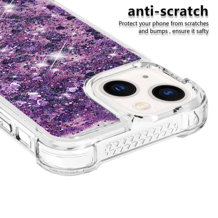 OEM - iPhone 14 Plus Skal Liquid Floating Glitter - Lila