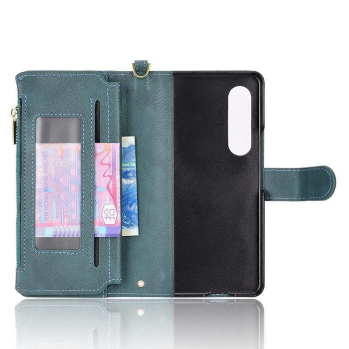 A-One Brand - Galaxy Z Fold 4 Plånboksfodral Zipper Magnetic - Grön