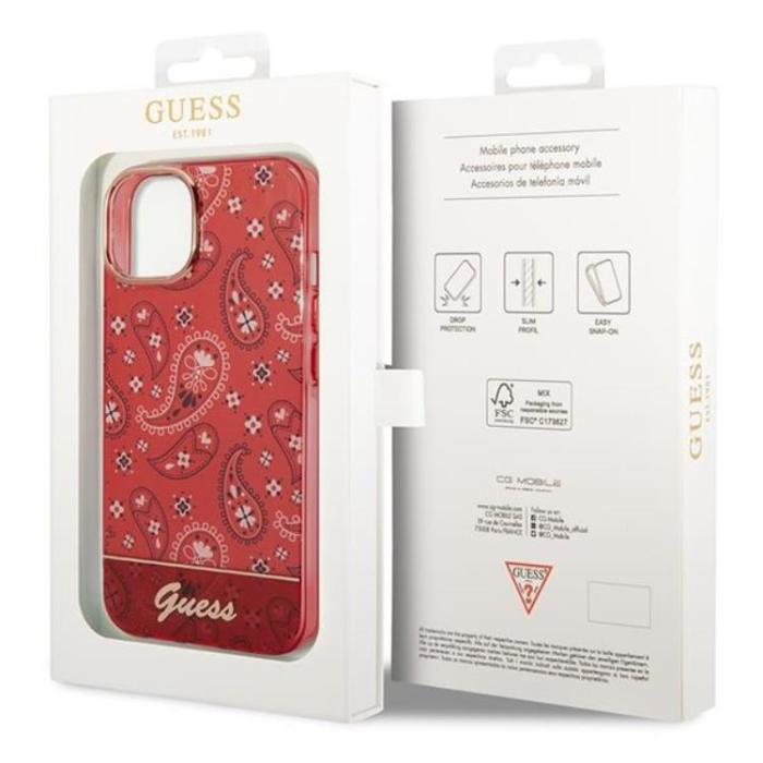 Guess - GUESS iPhone 14 Plus Skal Bandana Paisley - Röd