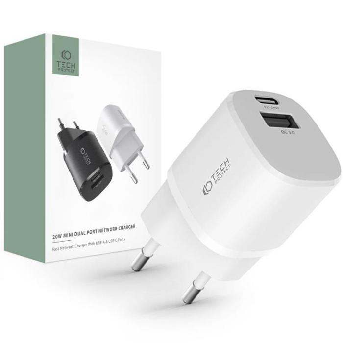 UTGATT - Tech-Protect Väggladdare C20W Mini - Vit