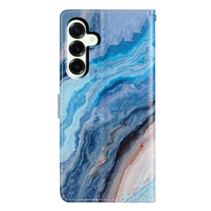 OEM - Samsung Galaxy A37 Plånboksfodral Konstläder Mönstertryck Ställ - Blå Marmor