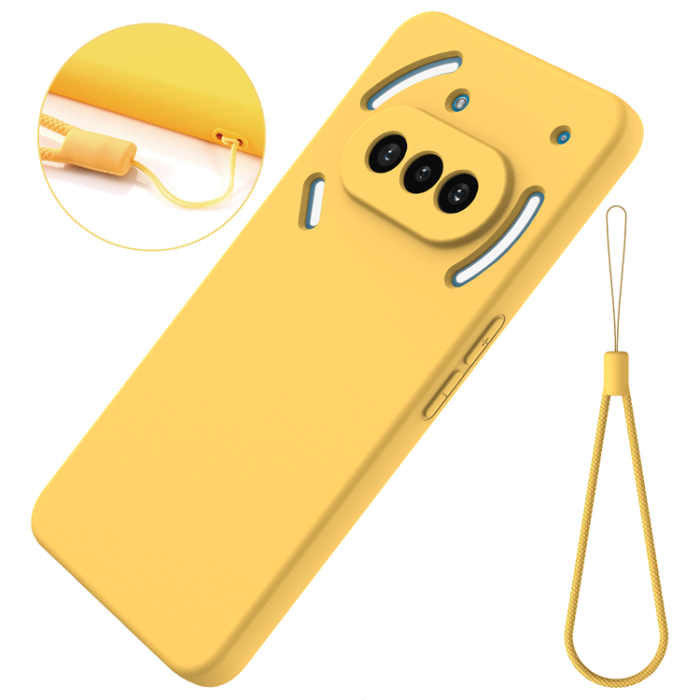 A-One Brand - Nothing Phone (3a) Mobilskal Liquid Silikon med Handrem - Gul