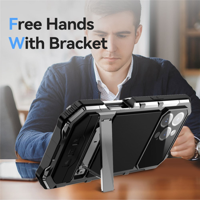 R-JUST - R-JUST iPhone 16 Pro Max Mobilskal med Härdat Glas - Silver