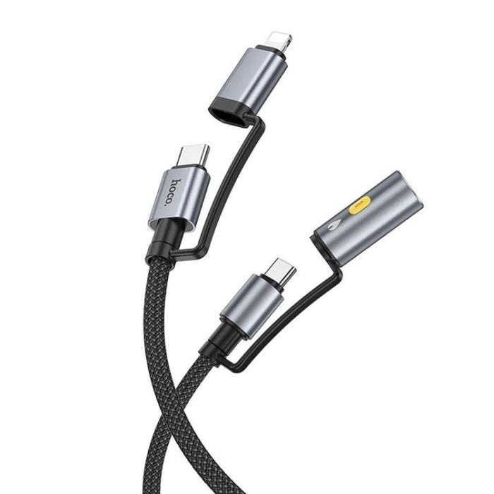 Hoco - Hoco USB-C/Lightning Till USB-C, Cigarettändare 60W 3A Kabel 1.2m U138 - Svart